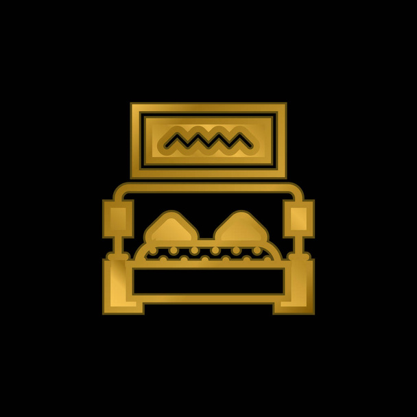 Yatak altın kaplamalı metalik simge veya logo vektörü - Vektör, Görsel
