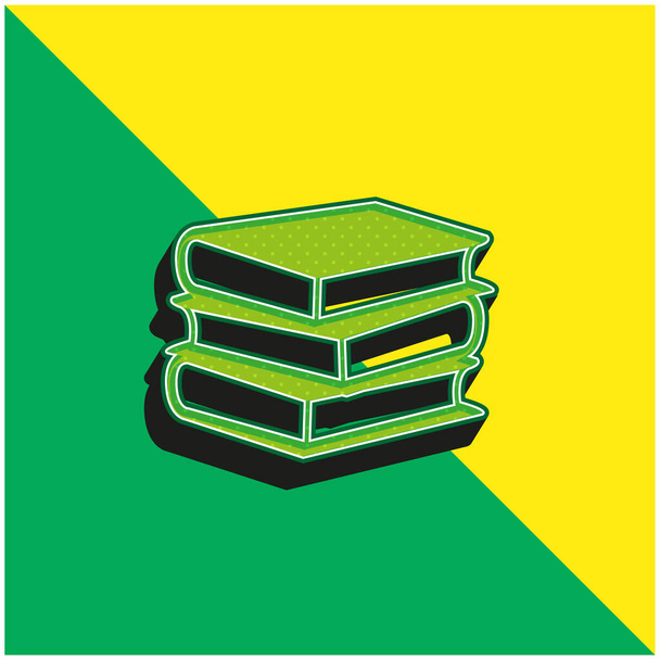 Книги Стек трьох зелених і жовтих сучасний 3d векторний логотип
 - Вектор, зображення