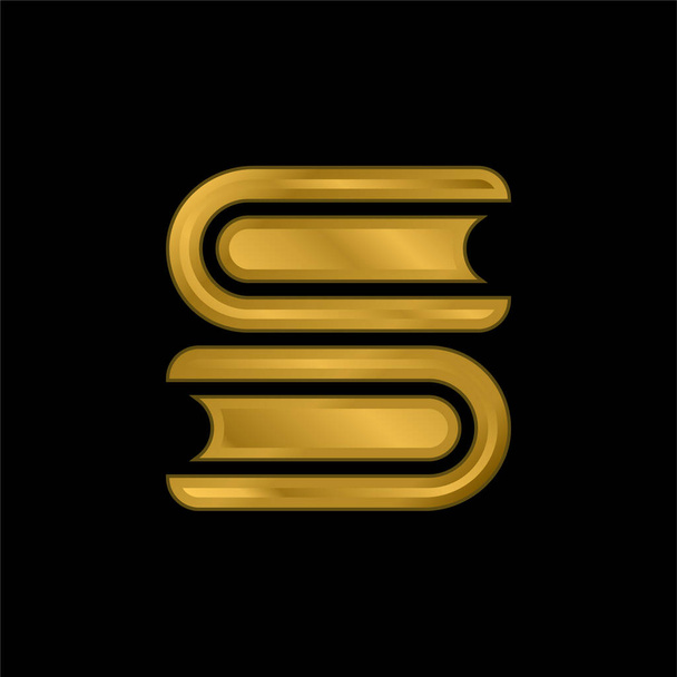 Libros chapado en oro icono metálico o vector de logotipo - Vector, imagen