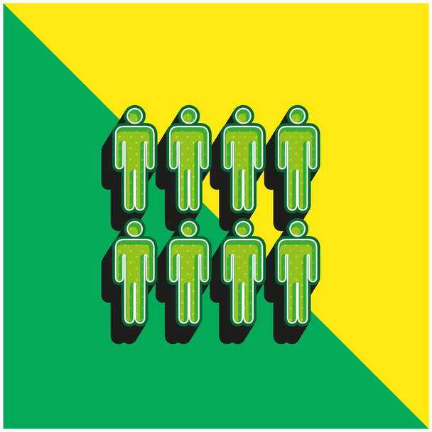 8人緑と黄色の現代的な3Dベクトルアイコンのロゴ - ベクター画像