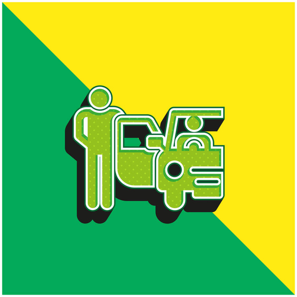 Bellboy verde y amarillo moderno logotipo icono del vector 3d - Vector, Imagen