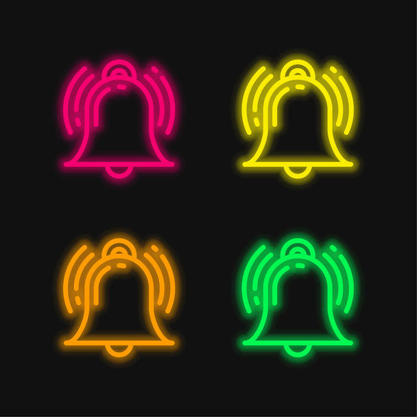 Alarm dört renk parlayan neon vektör simgesi - Vektör, Görsel