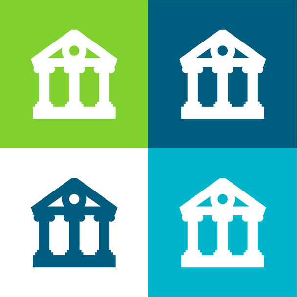 Bank Flat négy szín minimális ikon készlet - Vektor, kép