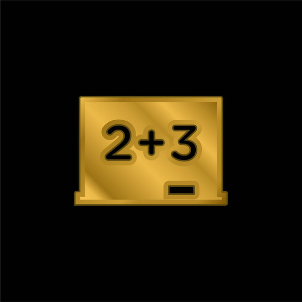 Blackboard με μαθηματικούς βασικούς υπολογισμούς επίχρυσο μεταλλικό εικονίδιο ή διάνυσμα λογότυπο - Διάνυσμα, εικόνα