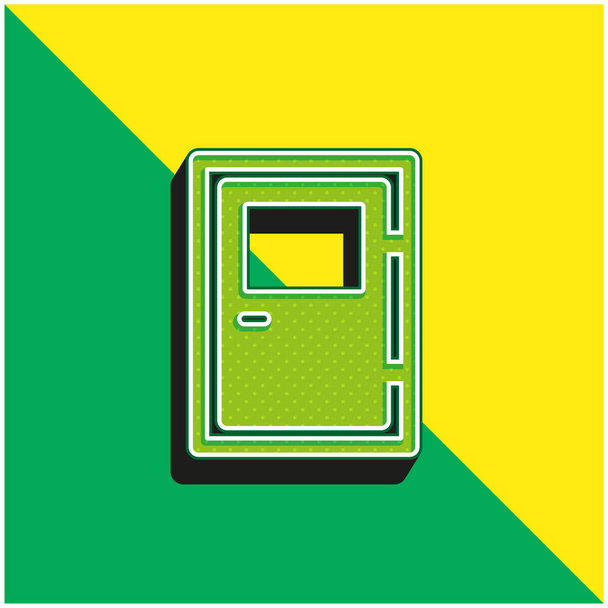 Gran puerta verde y amarillo moderno vector 3d icono logo - Vector, imagen