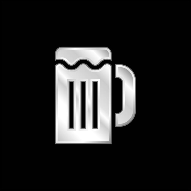 Beer Mug silver plated metallic icon - Vector, Image