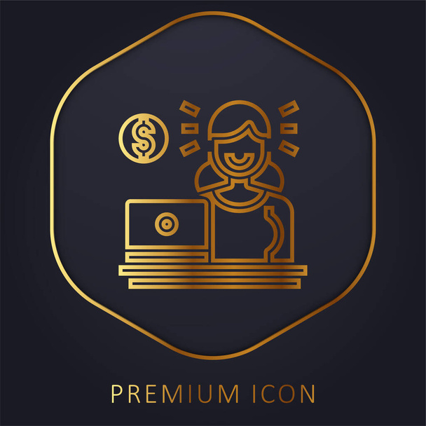 Accountant golden line premium logo or icon - Vector, Image