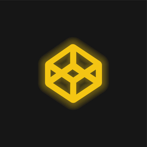 3d forma delineada amarillo brillante icono de neón - Vector, imagen