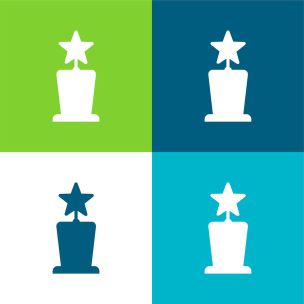 Prix Star Trophy Forme Plat quatre couleurs minimum icône ensemble - Vecteur, image
