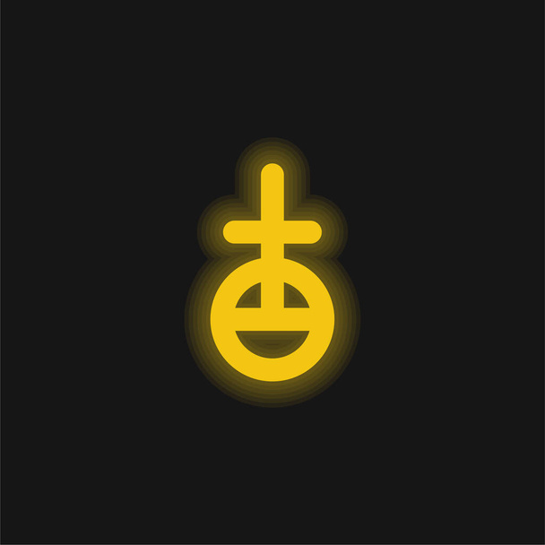 占星術黄色の輝くネオンアイコンに署名 - ベクター画像
