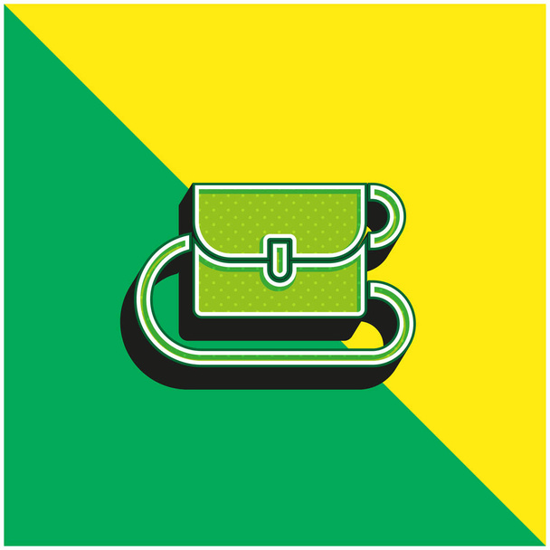 Зеленый и желтый современный 3d векторный логотип сумки - Вектор,изображение