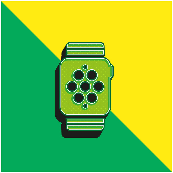Apple Orologio Verde e giallo moderno 3d vettoriale icona logo - Vettoriali, immagini