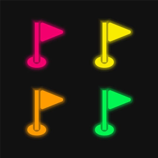 Birdie quatro cores brilhante ícone vetor de néon - Vetor, Imagem