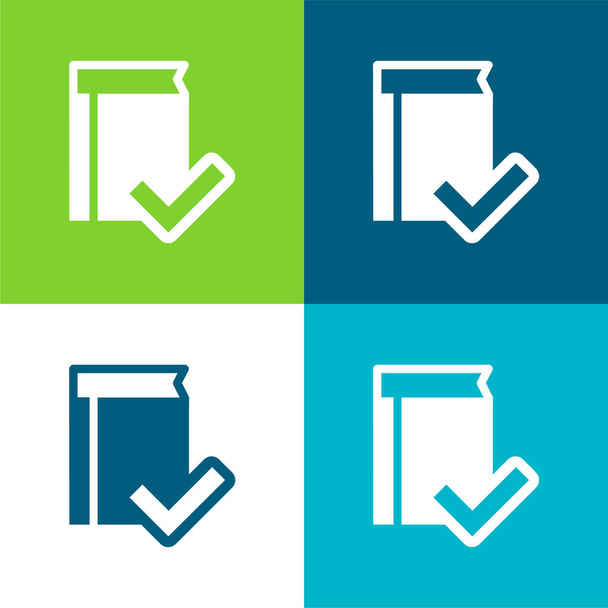 Book Verification Interface Symbol Flat four color minimal icon set - Vector, Image