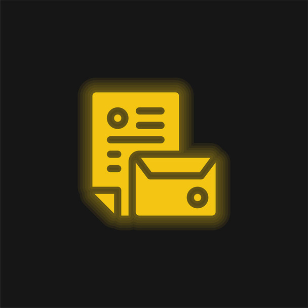Márkás sárga izzó neon ikon - Vektor, kép