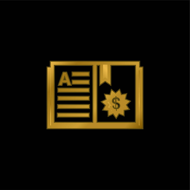 Book gold plated metalic icon or logo vector - Vector, Image