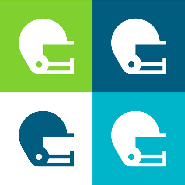 American Football Flat vier kleuren minimale pictogram set - Vector, afbeelding