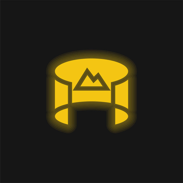 360 View icono de neón brillante amarillo - Vector, Imagen