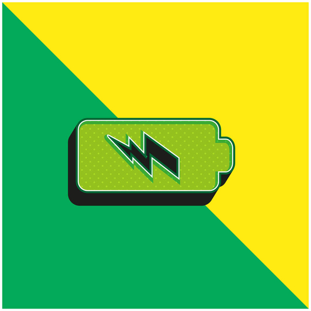 Batteria Power Verde e giallo moderno logo icona vettoriale 3d - Vettoriali, immagini