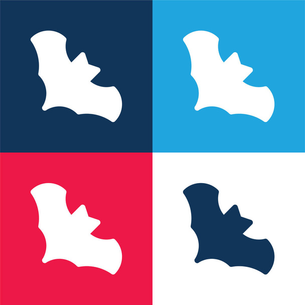 Bat modrá a červená čtyři barvy minimální ikona nastavena - Vektor, obrázek
