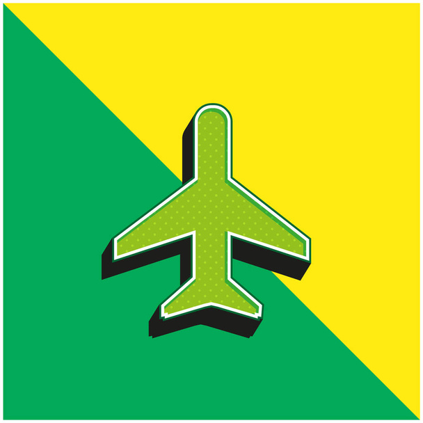 飛行機グリーンと黄色のモダンな3Dベクトルアイコンのロゴ - ベクター画像