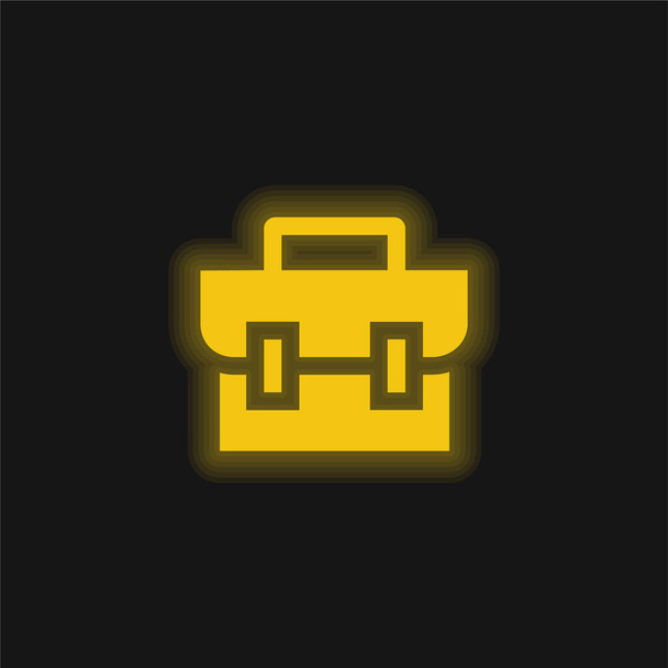 Maletín amarillo brillante icono de neón - Vector, Imagen