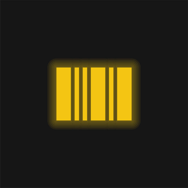 Barcode yellow glowing neon icon - Vector, Image