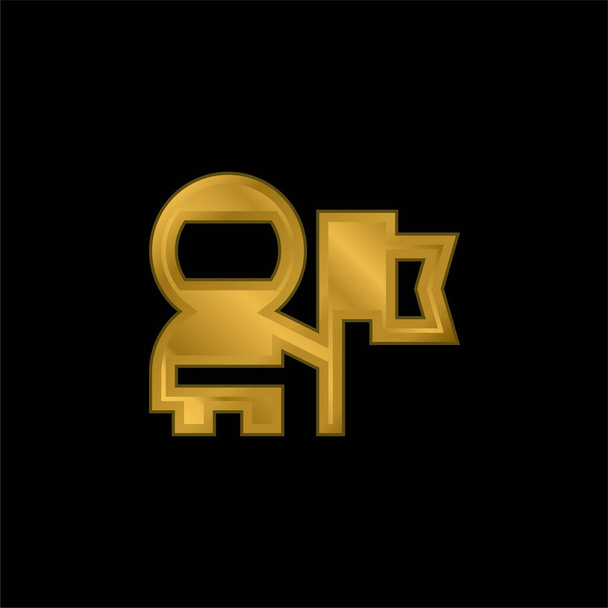 Astronot altın kaplama metalik simge veya logo vektörü - Vektör, Görsel