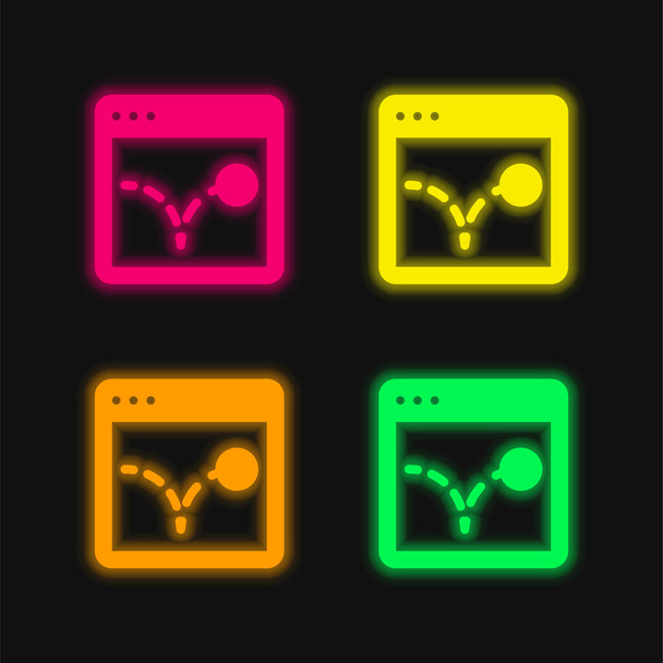 Bounce cztery kolory świecące neon wektor ikona - Wektor, obraz