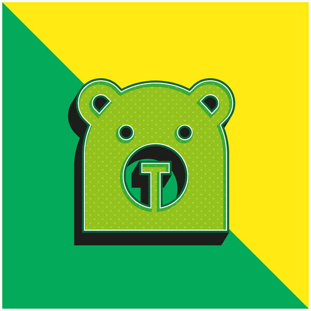 Bear Green a žluté moderní 3D vektorové logo - Vektor, obrázek