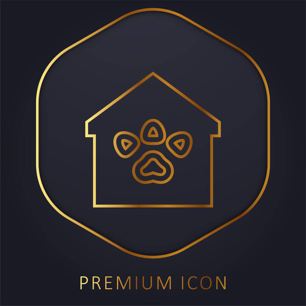 Animal Shelter golden line premium logo or icon - Vector, Image