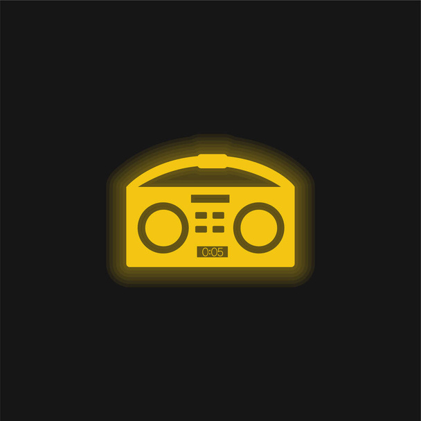Boombox yellow glowing neon icon - Vector, Image