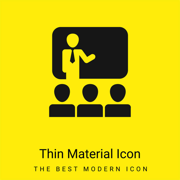Audiencia En Presentación De Negocio mínimo icono de material amarillo brillante - Vector, Imagen