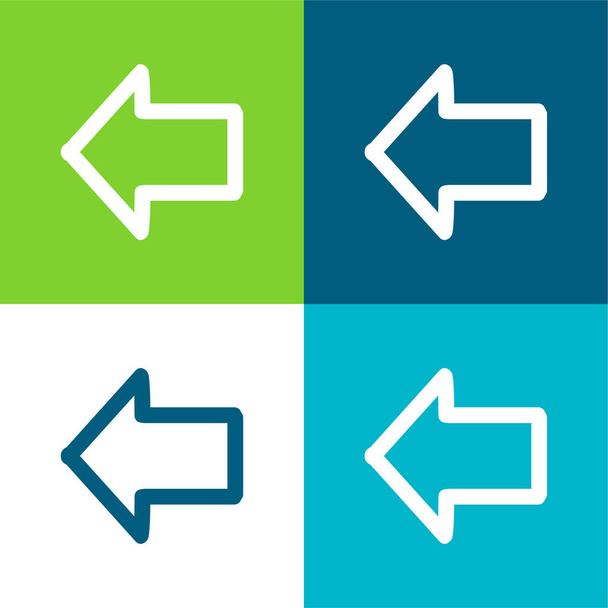 Freccia che indica a sinistra disegnato contorno piatto quattro colori icona minima impostata - Vettoriali, immagini