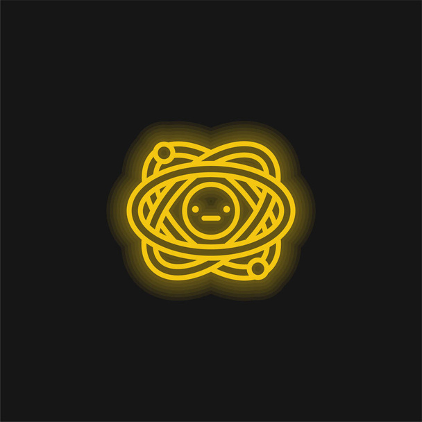 Атомна жовта сяюча неонова іконка
 - Вектор, зображення