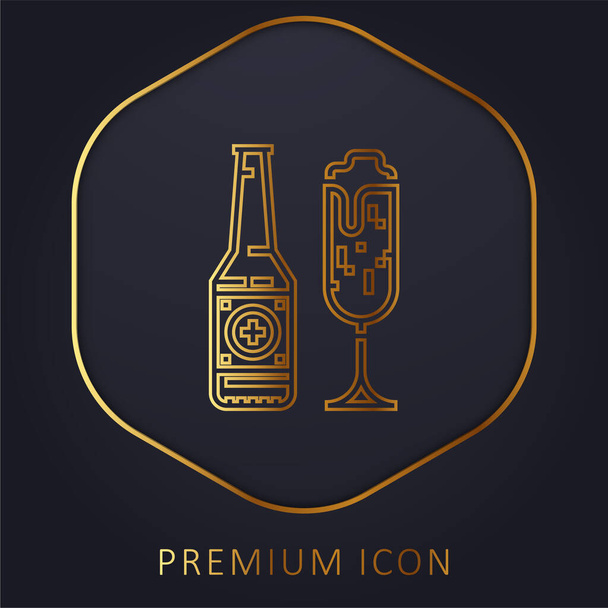 Beer golden line premium logo or icon - Vector, Image