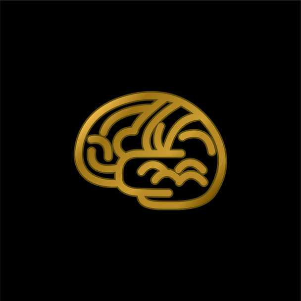 Brain Body Zarys pozłacanej metalicznej ikony lub wektora logo - Wektor, obraz