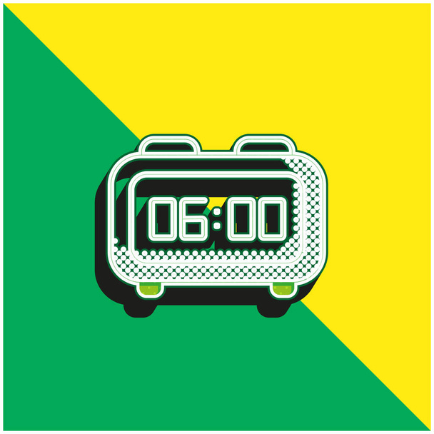 Réveil Vert et jaune icône vectorielle 3d moderne logo - Vecteur, image
