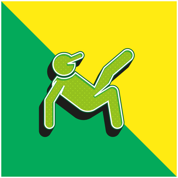 ブレークダンスグリーンと黄色のモダンな3Dベクトルアイコンのロゴ - ベクター画像