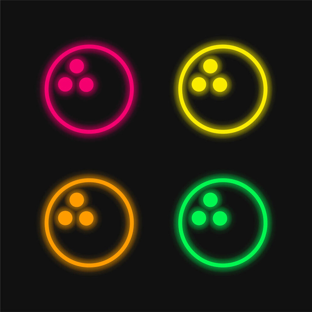 Bowling Ball quattro colori incandescente icona vettoriale al neon - Vettoriali, immagini