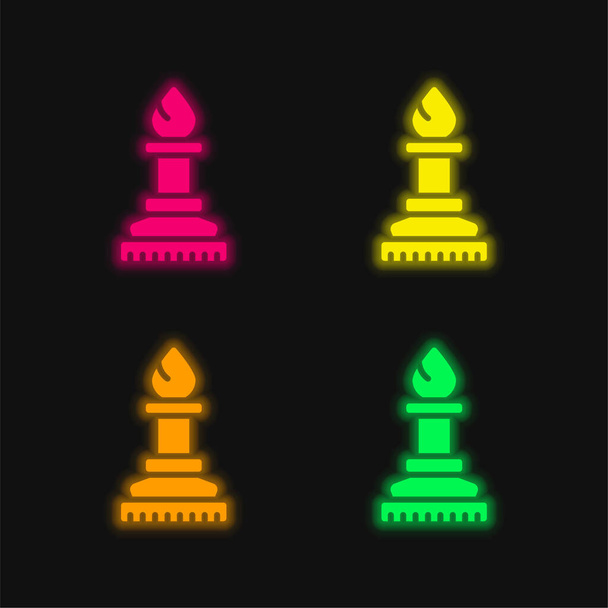 ビショップ4色輝くネオンベクトルアイコン - ベクター画像