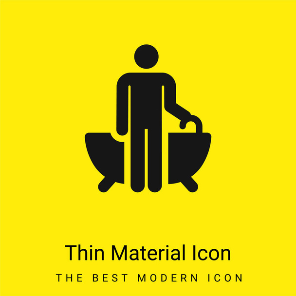 Bathtub minimal bright yellow material icon - Vector, Image