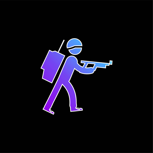 Солдат армії Прогулянка синім градієнтом Векторна іконка
 - Вектор, зображення