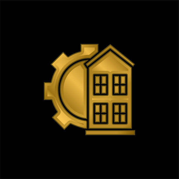 Icono metálico chapado en oro arquitectónico o vector de logotipo - Vector, Imagen