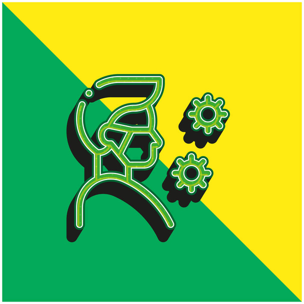 Antivirus verde y amarillo moderno vector 3d icono del logotipo - Vector, Imagen