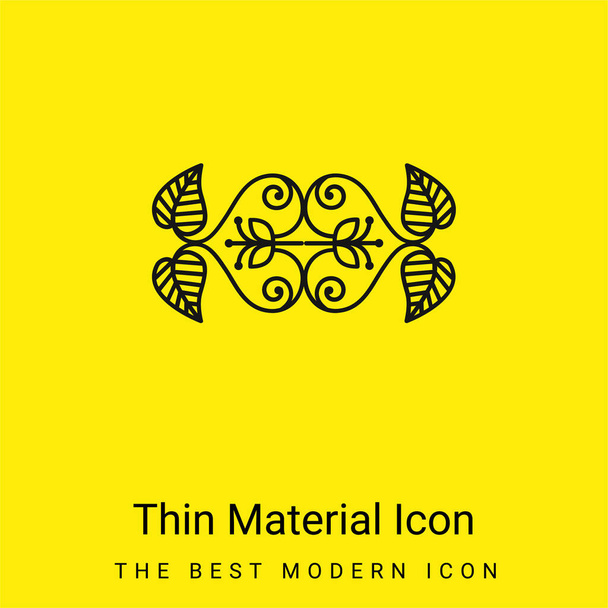 Hermoso diseño floral mínimo icono de material amarillo brillante - Vector, imagen