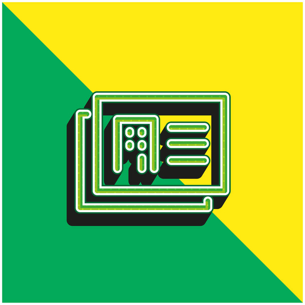 Arquitecto Presentación Tarjetas Verde y amarillo moderno vector 3d icono logo - Vector, Imagen