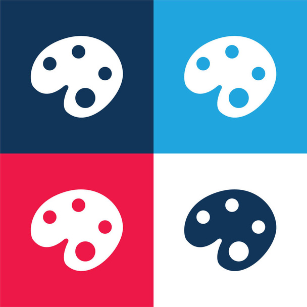 Artist Paint Palette blue and red four color minimal icon set - Vector, Image