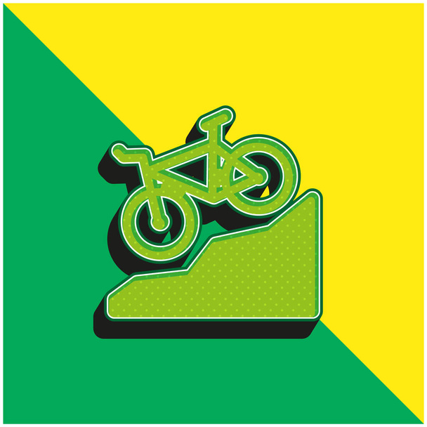 Bicicleta verde y amarillo moderno vector 3d icono del logotipo - Vector, Imagen