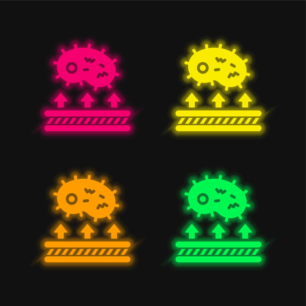 Antibakteriyel Kumaş dört renk parlayan neon vektör simgesi - Vektör, Görsel